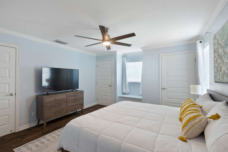 Bayside Suite: located on the 3rd floor features a comfortable king-size bed & smart TV Bayside Suite: located on the 3rd floor features a comfortable king-size bed & smart TV