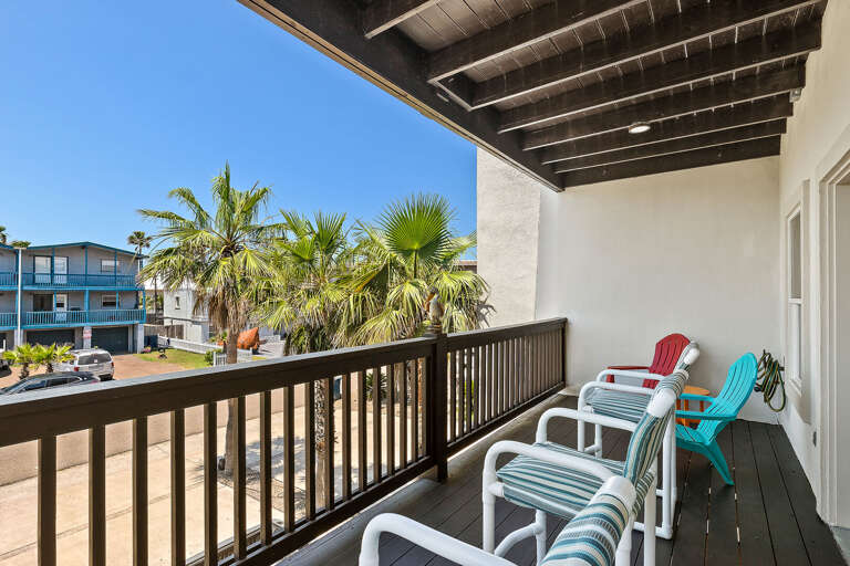2nd floor balcony facing the street.