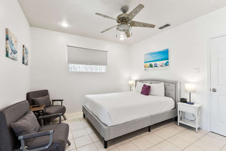 3rd Bedroom is located on the ground floor and features a Full size bed, as well as a flat screen TV.