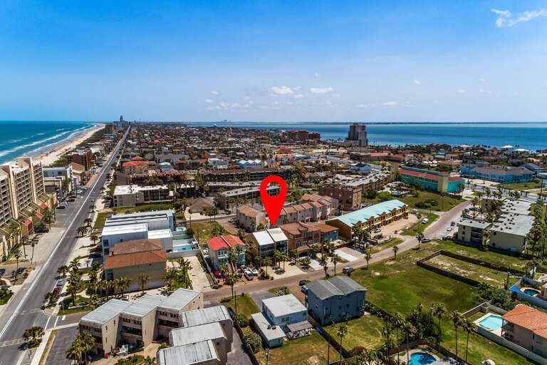 Aerial of Padre Parade House (beach to bay!)