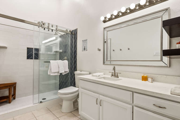 Guest Bathroom with walk-in shower.