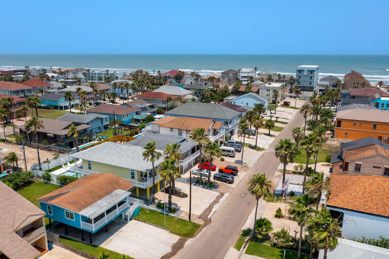 Aerial view of 114 E. Mars just 1/2 block away from the beach!