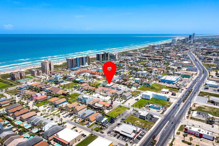Aerial view of the property with the beach!