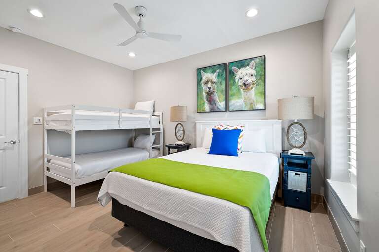 Guest bedroom features a Queen bed with 2 twins