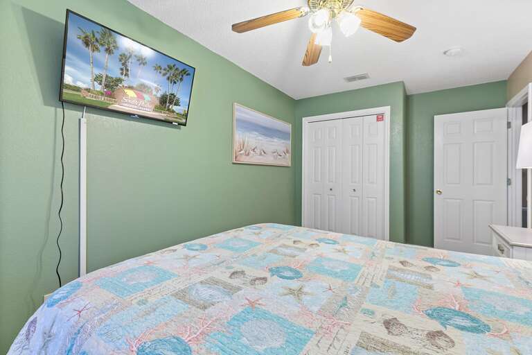 Guest bedroom features flat screen TV