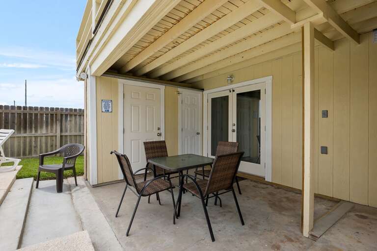 Patio area just off the ground floor condo. This is for the ground floor condo only, however, the pool area is shared with upstairs condo.
