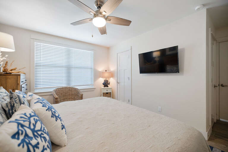Flat screen TV in the Master bedroom.
