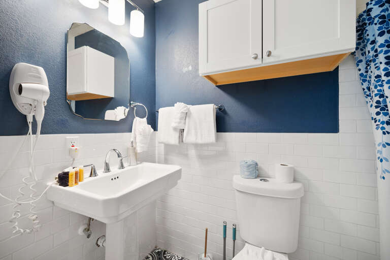 Master bathroom features a stand-in shower.