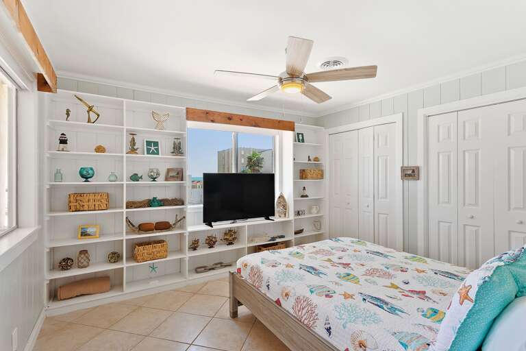 1st guest bedroom (2nd floor) is equipped with a Queen size bed and flat screen TV.