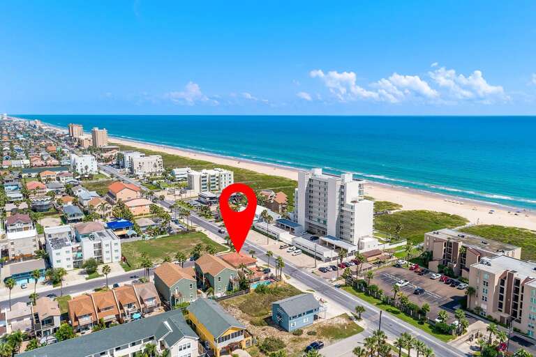 Aerial view of 3419 Gulf Blvd and the beach!