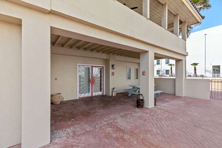 Front patio and entrance of your beach house. Your front door faces Gulf Blvd & the beach.
