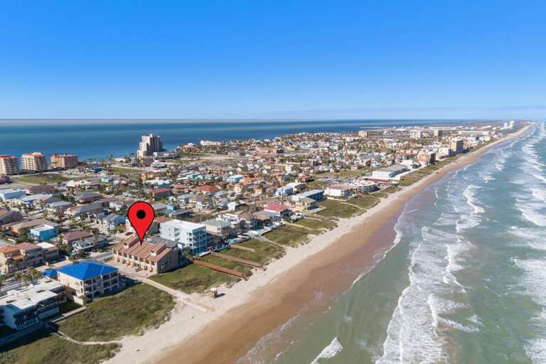 Aerial view of the property and our South Padre Island Beach!