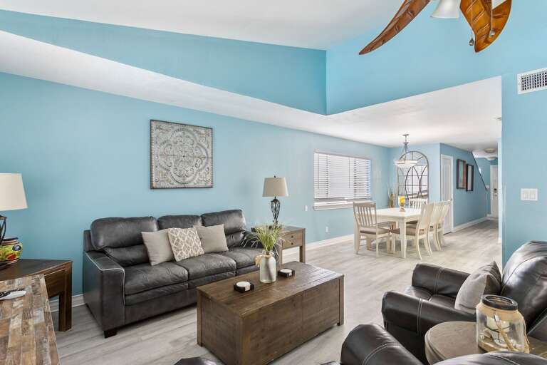 Living area extends to the dining area perfect for family night!