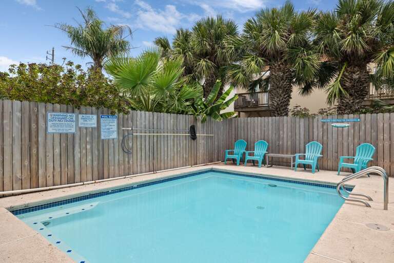 Another view of the refreshing private pool, ready for your South Padre Island getaway.