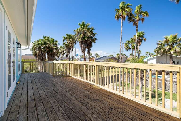 Large balcony overlooking the private pool