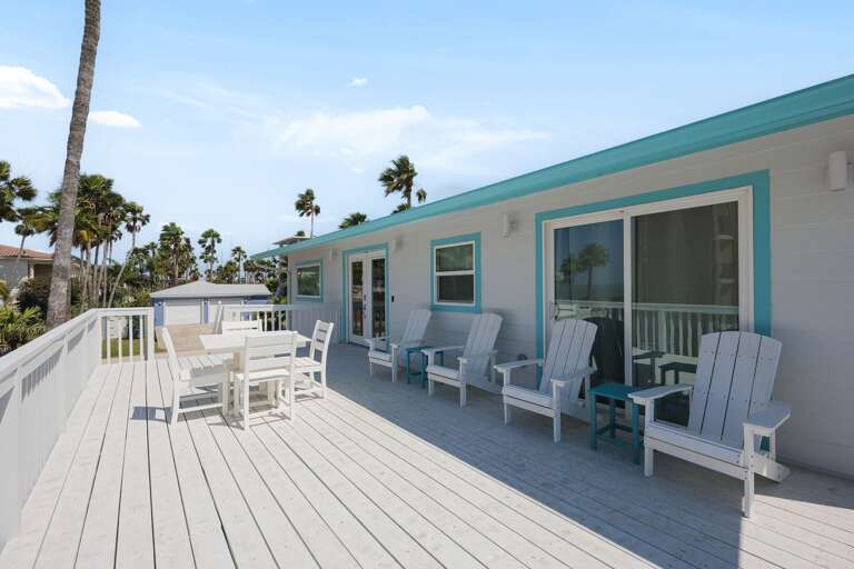 2nd Floor Balcony Area with ample seating for guests to enjoy our island climate.