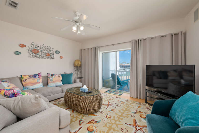 2nd Floor Living Area with direct balcony access facing the pool