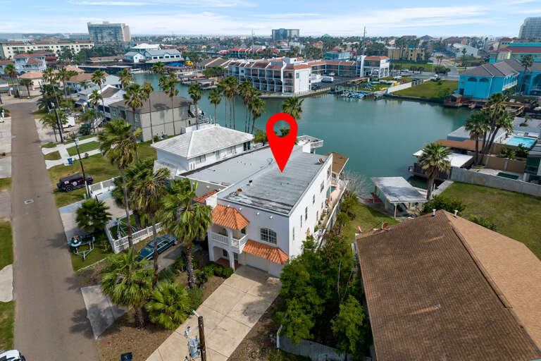 Aerial view of the property and channel front!