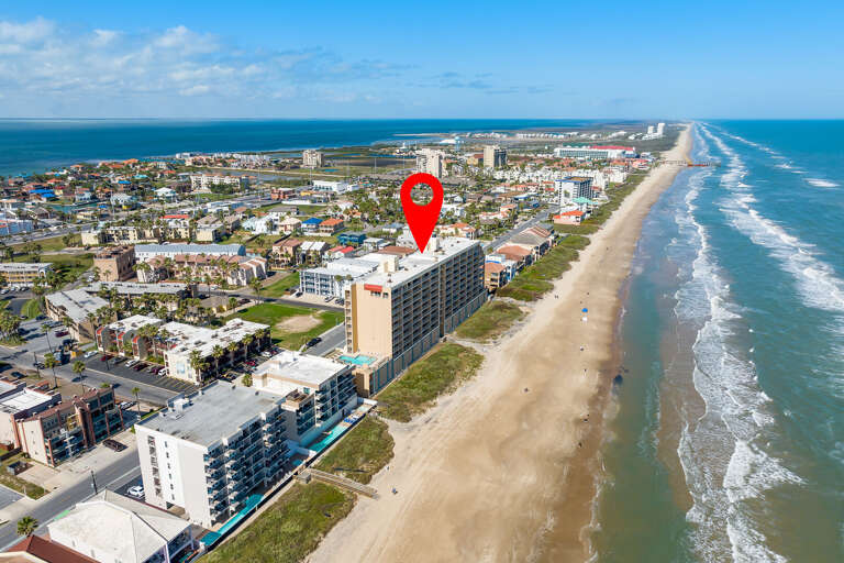 Aerial view with South Padre Island Beach!
