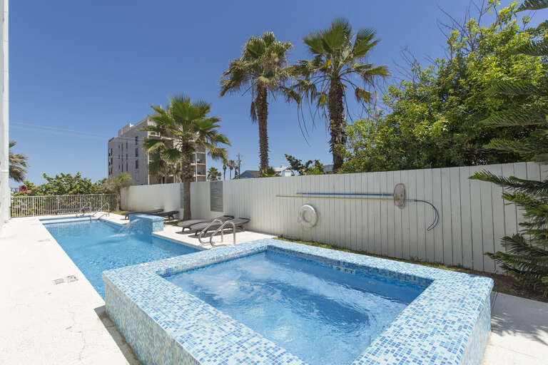 Community pool with hot tub