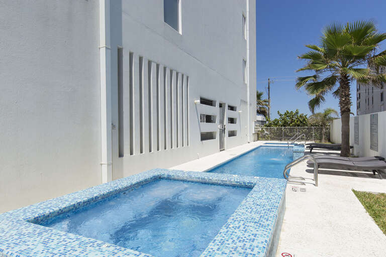 Community pool with hot tub