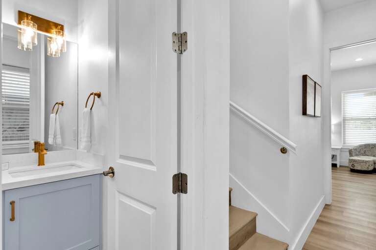 Half bathroom located downstairs