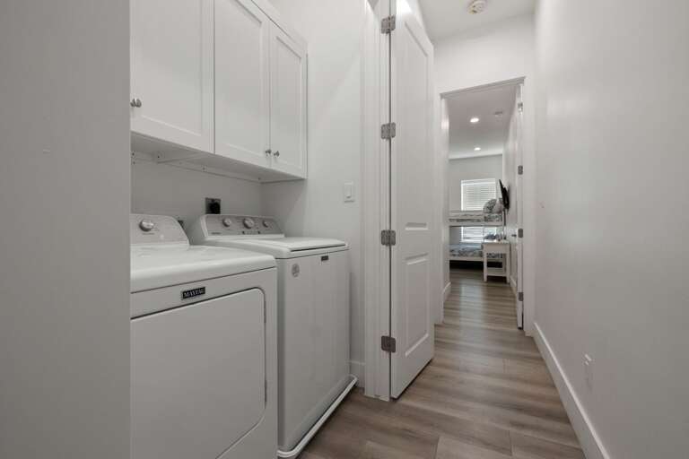 A full-size washer and dryer make it easy to keep towels, swimsuits, and beach clothes fresh throughout your stay.