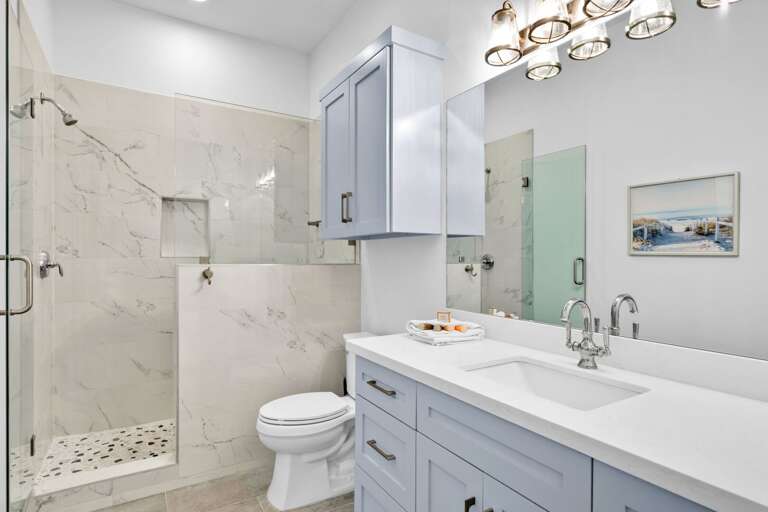 Walk-in tile showers equipped in the ground floor bedroom!