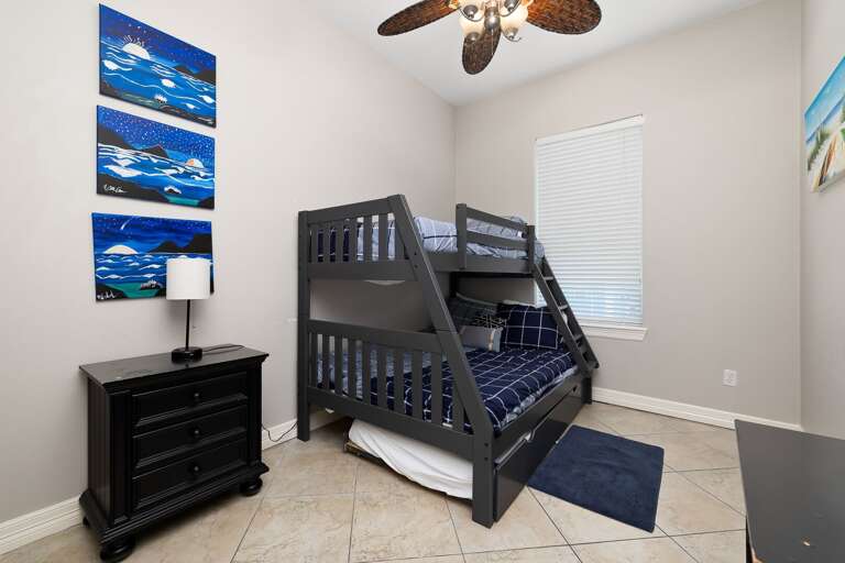 2nd Guest bedroom with twin over full bunk bed with a trundle underneath