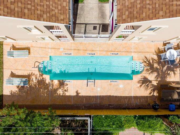 Aerial view of the pool area