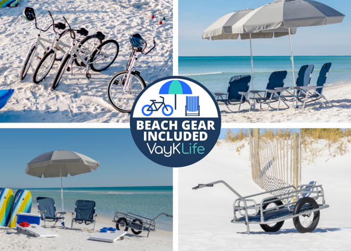 Beach gear included! We've partnered with VayKLife, a beach gear delivery service provider, to offer beach gear rentals to our guests!