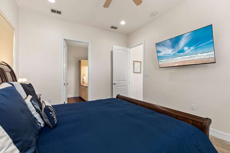 Bedroom 1 with a Large Flat Screen TV