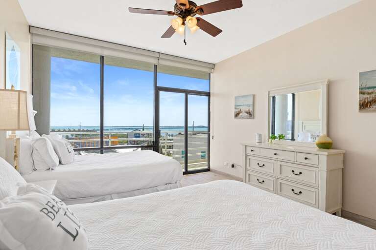 Guest Bedroom features beautiful view towards the Queen Isabella Causeway and Bay Area