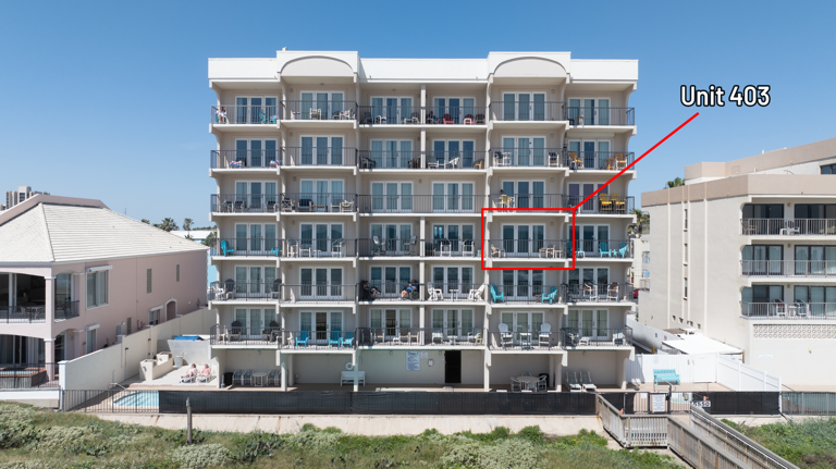 Aerial view from the beach of your unit