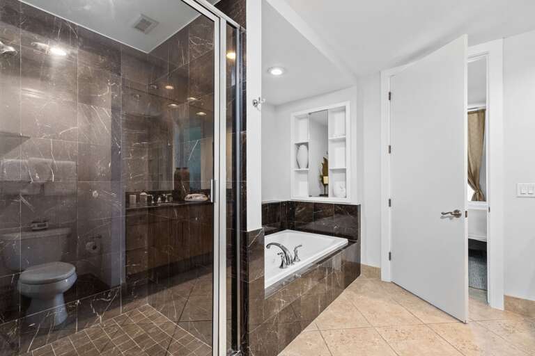 Master Bathroom with walk-in shower and oversoaking tub!