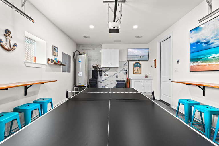 Ping pong table & flat screen TV located in the garage make for the ultimate hang out room!
