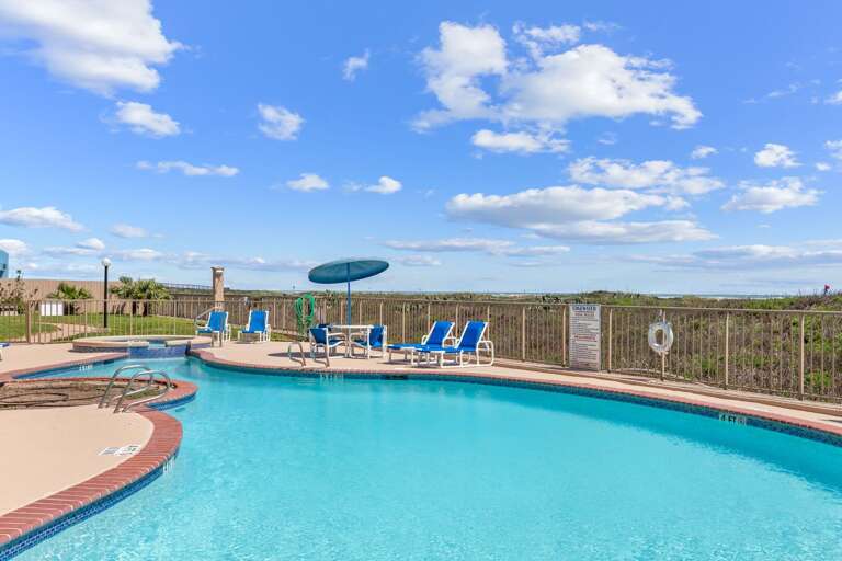 Poolside Paradise, Clear Skies, Sunlit Loungers