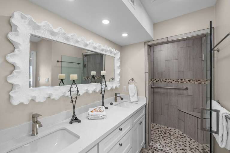Ground Floor Master Bathroom with newly remodeled walk-in shower!