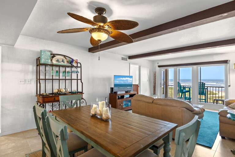 Dining table sits up to 6 guests comfortably.