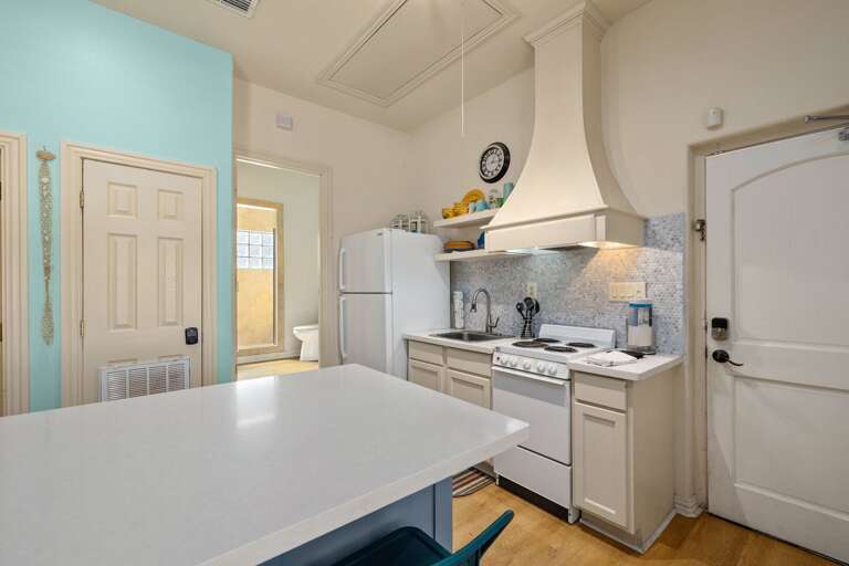 Kitchen/Dining Area is fully equipped with pots, pans, dishware and utensils Kitchen/Dining Area is fully equipped with pots, pans, dishware and utensils