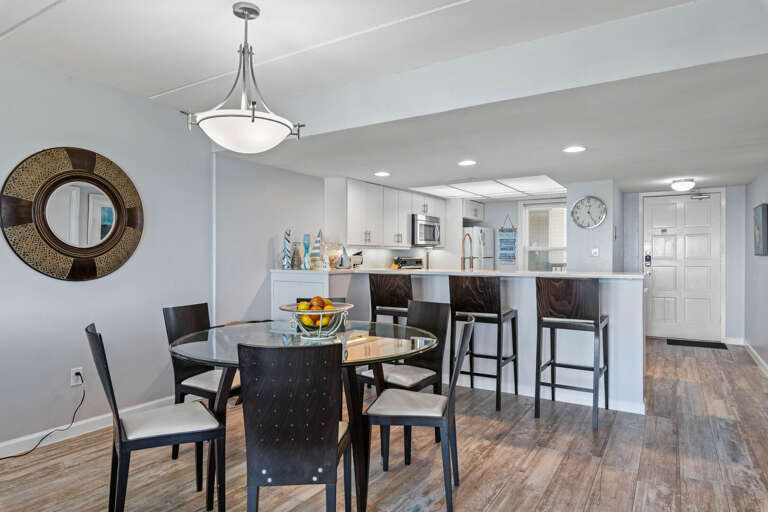 Spacious open floor plan connecting the dining and kitchen areas, ideal for entertaining and family gatherings.