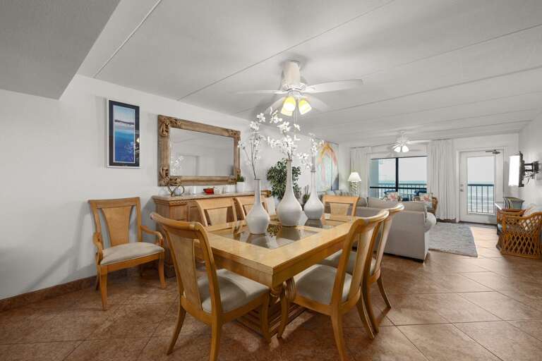 Spacious open-concept dining and living area perfect for groups