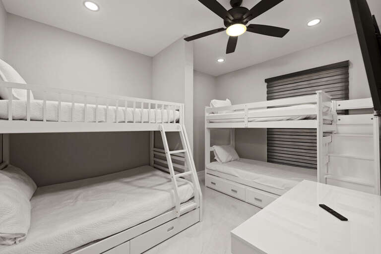 Third bedroom with twin-over-twin beds and a trundle, perfect for kids or teens (sleeps 6).