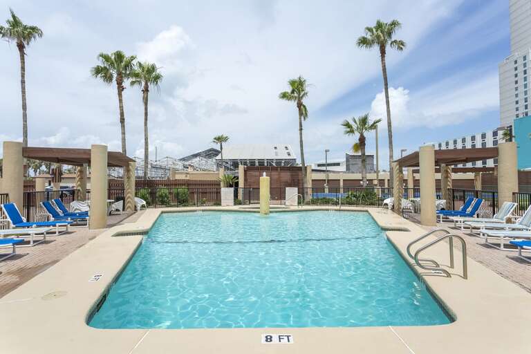 Wide deck space and tropical surroundings for year-round enjoyment.