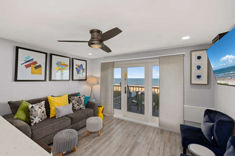 You'll feel right at home in the bright, comfortable living space with direct balcony access and ocean views.