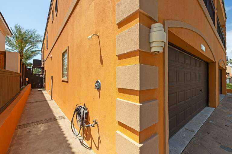 Outdoor shower for easy cleanup after beach days
