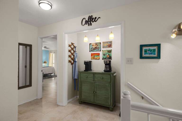 Coffee nook just off the kitchen and dining area
