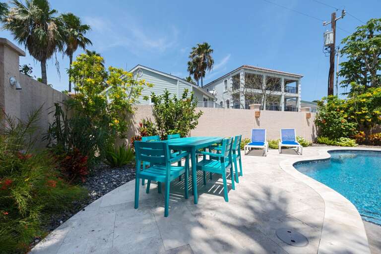 Plenty of seating and loungers with laid-back island vibes