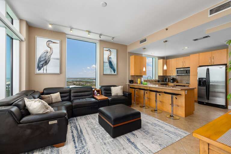 Open-concept living space designed for relaxing together with incredible views