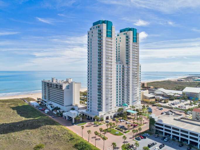 Stunning aerial view of Sapphire Resort directly on the beach